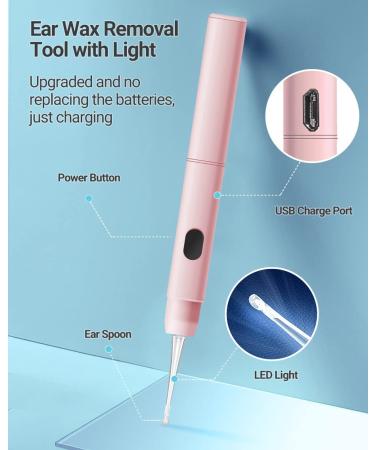 Rechargeable Ear Wax Removal Kit with Light - 7 Piece Set for Adults, Kids and Pets - Pink - Buy Online on GoSupps.com