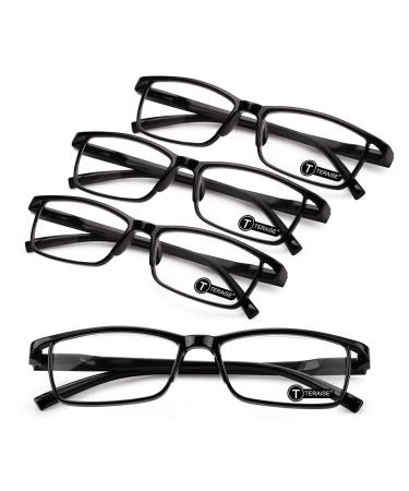 Teraise reading glasses men anti-blue reading glasses light fashion comfortable reading glasses women/reading aid robust computer reading glasses with blue light filter including feather hinge 1.0x full frame black