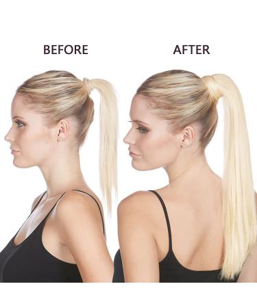 Runature 30cm Real Hair Ponytail Extension - 12 Inch Braid in Platinum Blonde #60 & Pitch Black - Easy Fit 70g - Buy Online on GoSupps.com