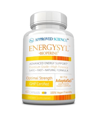 Approved Science Energysyl - Caffeine Free Energy Booster - Increase Physical and Mental Endurance - with Reishi Mushrooms Bioperine - 60 Capsules 1