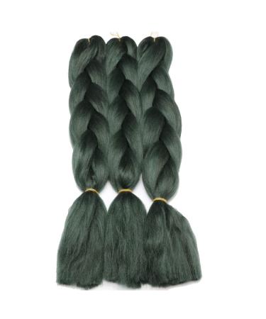 Dark Green Jumbo Braids Hair Extension - 3pcs 24inch 100g/pc for Box Braiding - Buy Online on GoSupps.com