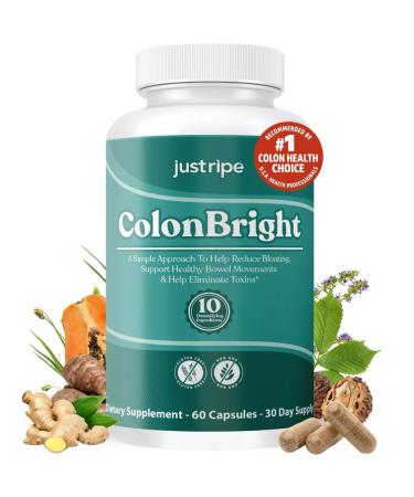 ColonBright Psyllium Husk Powder Colon Cleanser - Colon Cleanse for Constipation Relief Bloating Relief & Gut Health Vegan Gluten Free Fiber Supplement - Healthy Digestive Function 30 Servings (1)
