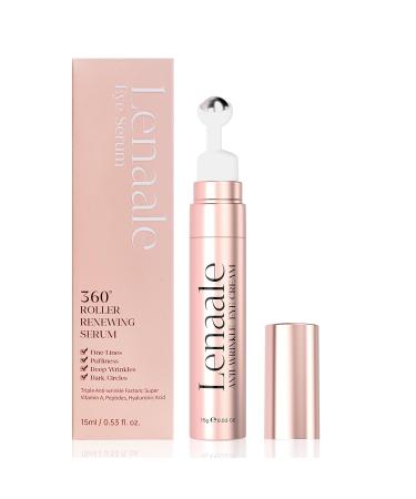 DePuffing Eye Serum with Super Vitamin A Peptides & Hyaluronic Acid - Under Eye Serum with 360 Cooling Roll - Reduce Dark Circles Fine Lines Wrinkles