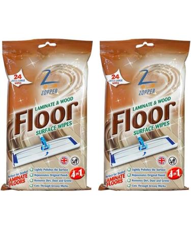 ZOPPER 2 x 24 Extra Large Laminate & Wood Floor Cleaning Wipes - Removes Grime, Dirt & Stains, Kills 99.9% of Bacteria, Quick Drying Formula - Buy Online on GoSupps.com