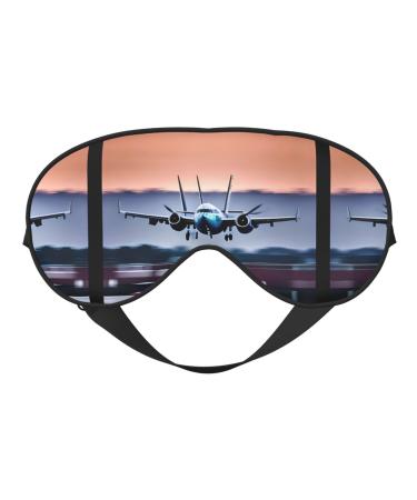 SSIMOO Fly Airplane Print Double-Sided Eye Mask Soft and Light Blocking for Enhancing Sleep Quality Black