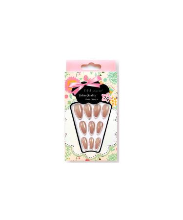 24PCS Shiny Medium Ballerina Press-On Nails - Full Cover French Nail Art for Women & Girls | Stylish White Edge Design - Buy Online on GoSupps.com