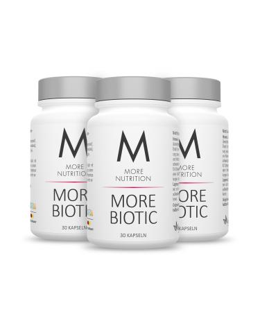 More Biotic 3 x 30 capsules for intestinal flora and vaginal flora clinically studied bacterial strains 32 billion bacteria per capsule vegan 30 capsules (3 pack)