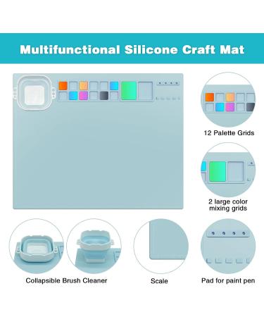 Silicone Craft Mat Set - 20x16 Non-Stick Painting Mat with Cleaning Cup, Brushes, and Sponge - Ideal for Crafts, Painting, Clay, Play-Doh - Buy Online on GoSupps.com