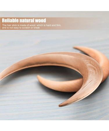 Wooden Moon Hair Stick | Hair Fork Hairpin for Parties | Efficient Hair Holding for Long Thick Hair | Natural Color | Women with Long Hair - Buy Online on GoSupps.com