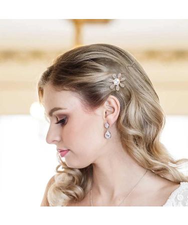 Cimenexe Bohemian Metal Flower Pearl Hair Pin Vintage Pearl Hair Clip Pin Crystal Flower Hairpins Clips Gold Pearl Flower Hair Barrette Headwear Metallic Decorative Hair Accessories Jewelry for Women - Buy Online on GoSupps.com