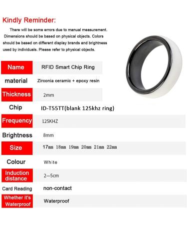 Riversmerge RFID White Ceramics Smart Finger Ring T5577 Chip 125KHZ - White Blank Ring 9# for Men or Women - Buy Online on GoSupps.com