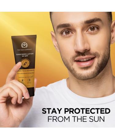 The Man Company Sunscreen Lotion Spf 30 For Men 100Ml Light Weight Infused With Green Tea Soyabean Blue Light Technology Broad Spectrum Pa +++ Uva Uvb Protection Matte Effect Toxin-Free - Buy Online on GoSupps.com
