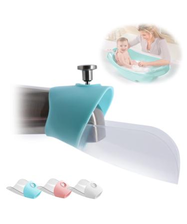 Baby Bath Helper - Bath Tub Faucet Extender - Guides Water Directly from Faucet to Baby Bath Tub Without Excessive Water Waste and Splashing - Modified to Fit Larger Bath Tub Faucets (Blue)