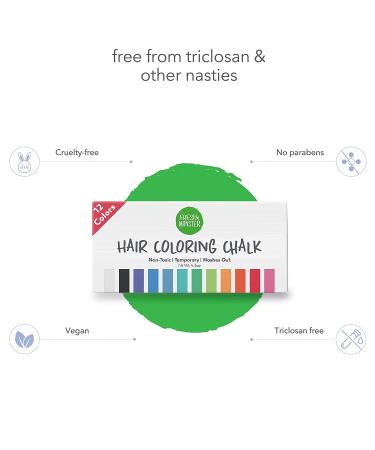 Fresh Monster Temporary Hair Coloring Chalk - 12 Bright Colors | Non-Toxic, Washes Out Easily | For Girls and Boys of All Ages | Great Gift Idea - Buy Online on GoSupps.com
