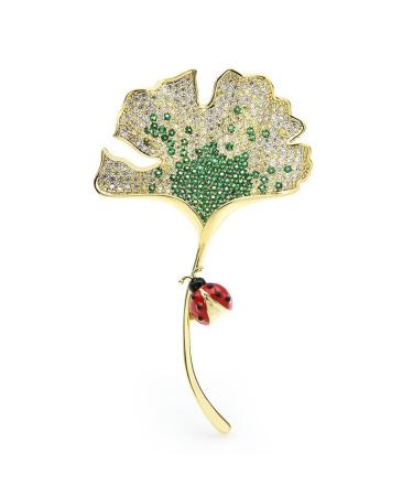 Pin Jewelry Gifts for Women Ladies Fashion Accessories Ladies Elegant Ginkgo Leaf Beetle Brooch Cubic Zirconia Flower New Year Party Banquet Brooch Brooches & Pins