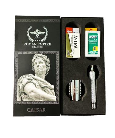 Roman Empire Shaving Razor Hobel Caesar - Premium Safety Razor Set for Men & Women with 20 Astra Derby Shark Treat Blades - Elegant Wet Shaving Solution - Buy Online on GoSupps.com