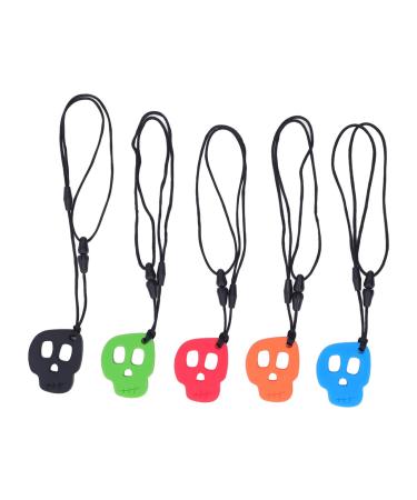 Cauhal chains for sensory children 5 pieces silicone chew chains supports the mouth motor tough necklace for autism ADHD anxiety oral motor skills in children