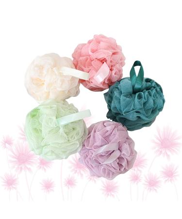 5 Pcs Sponge Mesh Pouf - Bathroom Accessories for Men | Body Scrubber Ball for Shower | Bubble Making Bath Flower Puff - Buy Online on GoSupps.com