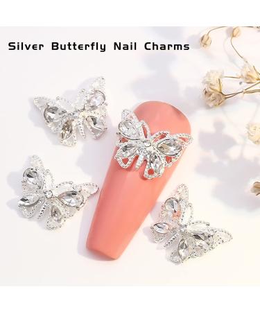 10 PCS 3D Metal Butterfly Nail Charms with Diamonds - Gold/Silver Rhinestone Nail Art Decoration - DIY Alloy Jewelry Accessories - Buy Online on GoSupps.com