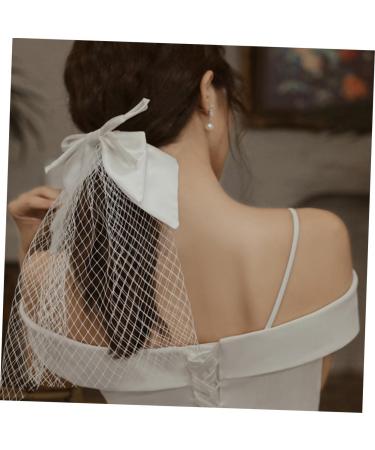 minkissy 1pc Small Bow Veil Kids Hair Tiaras for Girls Wedding Hair Bow Veils for Brides Hair Bow Ponytail Bridal Headpiece Hair Accessories for Bride Mesh Baby Alligator Clip Grace - Buy Online on GoSupps.com