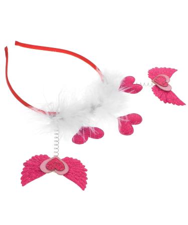 minkissy Valentines Day Headpieces Rosy Heart Head Bopper Love Wing Hair Hoop Glitter Heart Hair Band Wedding Valentines Day Hair Accessories for Women and Girls