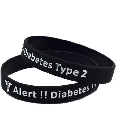 Lyndong 5 Pack Type 2 Diabetes Silicone Medical Alert ID Bracelet Wristbands - Alert ID Bracelets for Type 2 Diabetes Patients - Buy Online on GoSupps.com