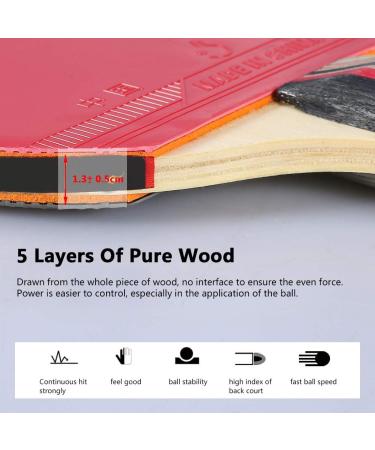 Vbest Life Table Tennis Racket Set - 2pcs 7 Layers Wood Ping Pong Paddles with Balls Carrying Case for Shake-Hand Grip Players - Buy Online on GoSupps.com