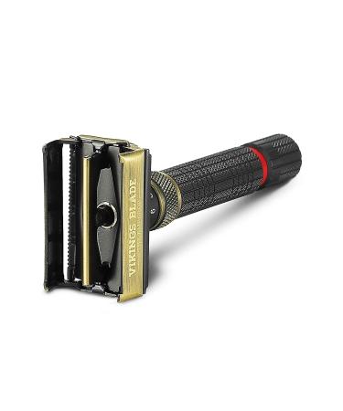 VIKINGS BLADE Adjustable Double Edge Safety Razor - The Emperor MEIJI | Solid Brass | Short & Fat Handle | Butterfly Twist-To-Open | Eco Friendly | Luxury Case - Smooth, Close, Clean Shaving - Buy Online on GoSupps.com