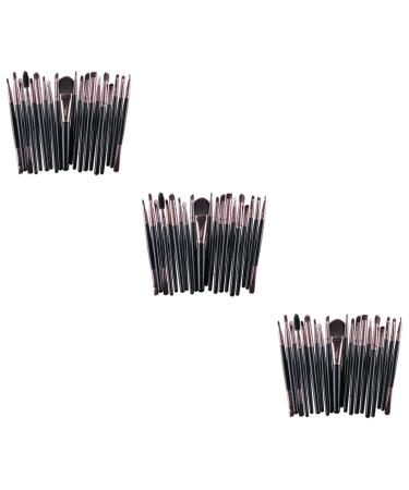 FRCOLOR 60 Pcs Makeup Tools Makeup Brush Foundation Brush Eyebrow Brush Powder Brush Cosmetic Set mediumx3pcs Blackx3pcs