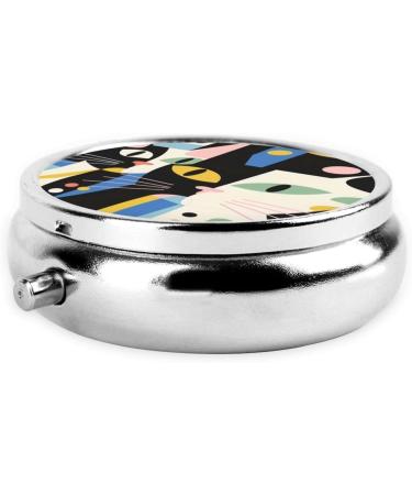 Cute Artistic Cat Portable Metal Pill Box | 3-Compartment Travel Storage | Mini Round Design for Small Pills | Hinged Fastening | Black - Buy Online on GoSupps.com