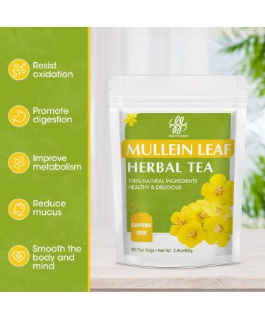 Mullein Leaf Tea - Respiratory and Lung Cleanse Herbal Tea | 40 Tea Bags, Caffeine-Free - Buy Online on GoSupps.com