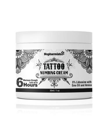 Nupharmisto Tattoo Numbing Cream  6 Hours Maximum Strength Painless Tattoo Numbing Cream with Lidocaine  Emu Oil and Arnica.30ml