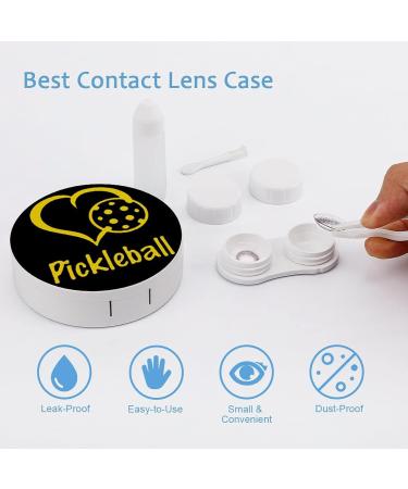 Heart Love Pickleball Round Case For Contact Lens Kit Storage Box with Mirror Printed - Buy Online on GoSupps.com