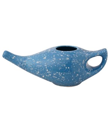 Ceramic Neti Pot Premium Handcrafted Durable Dishwasher Safe 225 Ml. (7.6 FL Oz) Capacity - Blue Matte