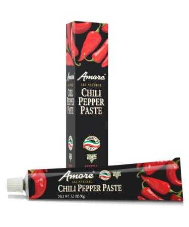 Amore Vegan Chili Pepper Paste In A Tube - Non GMO Certified and Made In Italy (Pack of 6) Chili Pepper 3.2 Ounce (Pack of 6)