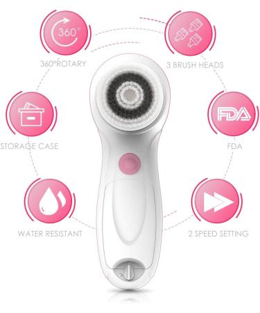 TOUCHBeauty Facial Cleansing Spin Brush - Electric Face Scrubber with 3 Brush Heads for Deep Cleansing Exfoliation & Massaging | International Shipping Available - Buy Online on GoSupps.com