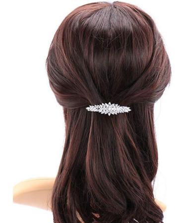 Minkissy Bridal Barrette Clip Rhinestone Elegent French Hair Barrette Bridal Wedding Crystal Hair Pin for Women Girls - Buy Online on GoSupps.com
