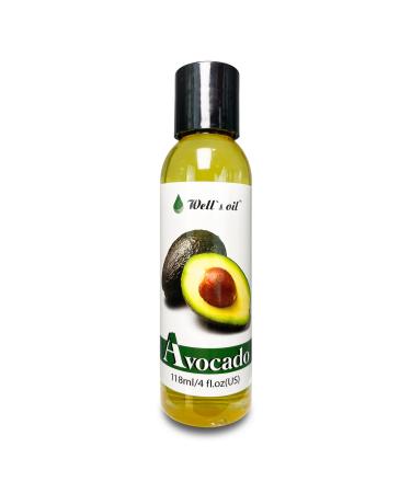 Well's 100% Pure Hair & Skin Avocado Oil | Natural Carrier Oil | For Hair  Eyelashes & Brows Growth | Moisturise  Strengthen Hair  Skin & Nails | Cold Pressed  4 fl oz Avocado Oil 4 Fl Oz (Pack of 1)