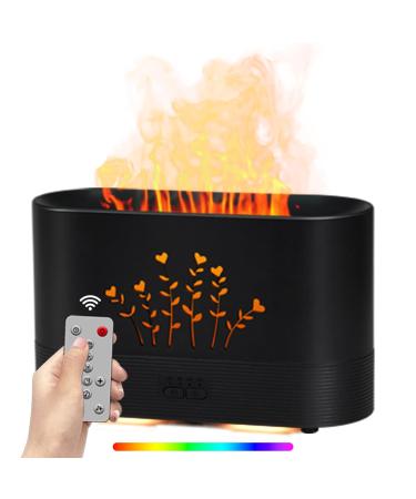 LOVME Upgraded RGB 300ML Flame Diffuser Aroma Diffuser Remote Control Flame Humidifier Oil Diffusers for Home Large Room Ultra Quiet Air Diffuser for Home Office Aromatherapy Diffuser Black