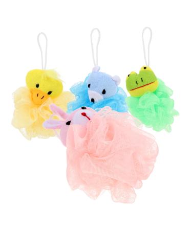Ipetboom 4pcs Cartoon Bath Ball Set Baby Sponge Baby Cleaning Supplies Bath Loofah Cleansing Spongers Kids Body Wash Loofah Kids Suits Sponges Kids Bath Sponge Child Household or Scrubber
