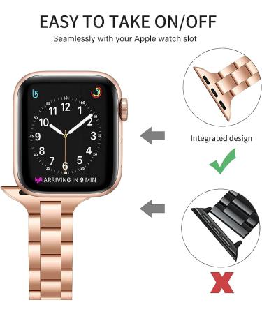 OMIU Thin Band Compatible with Apple Watch - Premium Stainless Steel Metal Replacement Wristband for iWatch 38mm/40mm/41mm - Rose Gold - Adjustable Strap for Women and Men - Buy Online on GoSupps.com