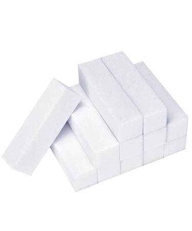 Senkary 12 Pack Nail Buffer Block 4 Sided Professional Nail File Sanding Block Buffing Blocks for Natural and Acrylic Nails (White)