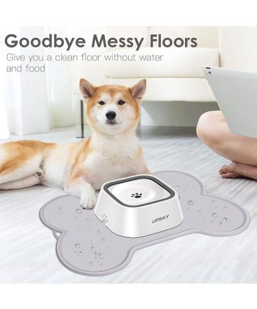 UPSKY Waterproof Silicone Dog Food Mat | Large 22 x 16 Pet Placemat Tray | Raised Edge Bone Shaped | B-grey - Buy Online on GoSupps.com
