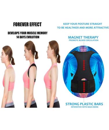 Thoracic Back Brace Posture Corrector - Magnetic Support for Neck Shoulder Upper and Lower Back Pain Relief - Fully Adjustable Belt - Black Large - Buy Online on GoSupps.com