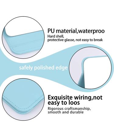 Portable PU Leather Makeup Mirror with Adjustable Stand - Perfect for Camping, Home Vanity, and Office Desk - Small Blue - Buy Online on GoSupps.com