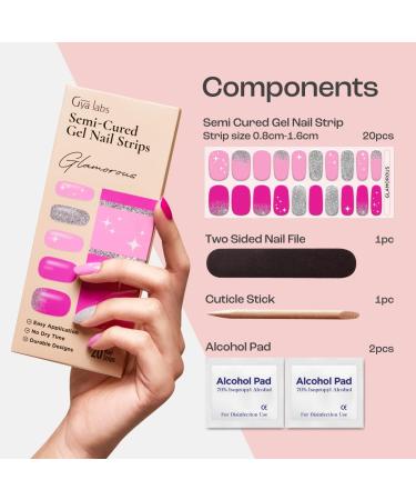 Gya Labs Nail Stickers - Semi Cured Gel Nail Strips for Women - 20 Pcs Nail Art Kit for Party Glamour - Buy Online on GoSupps.com