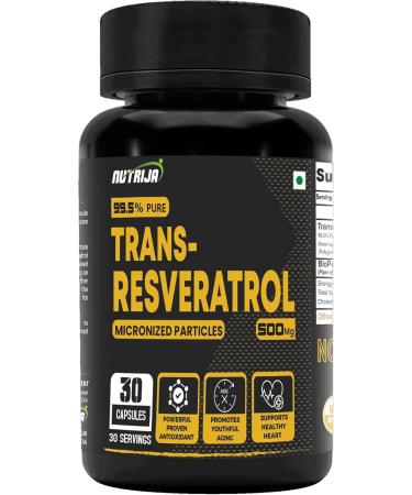 Trans Resveratrol 500MG Capsules - 99.5% Pure Micronized and Highly Bioavailable Supplement
