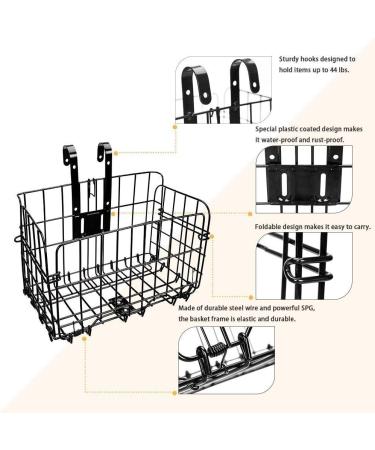 HOMEE Folding Rear Bike Basket - Detachable Front Bag for Mountain Bike - Cargo Rack Accessory - Black - Buy Online on GoSupps.com