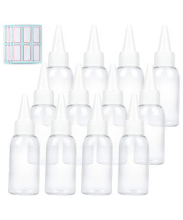 Trendbox 1oz Clear Plastic Bottles Applicator with Twist Top Cap BPA-Free For Hair Oils and Liquids 12 Pack with 12pcs Labels clear - 1 oz pack of 12