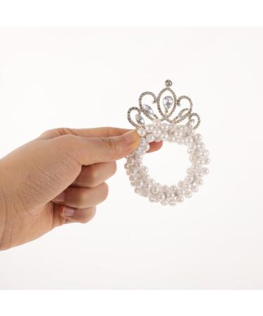 TOVINANNA Crown Pearl Hair Tie Beaded Fashion Elastic Hair Scrunchies Fancy Ponytail Holder Princess Hair Accessories for Women Girls - Buy Online on GoSupps.com